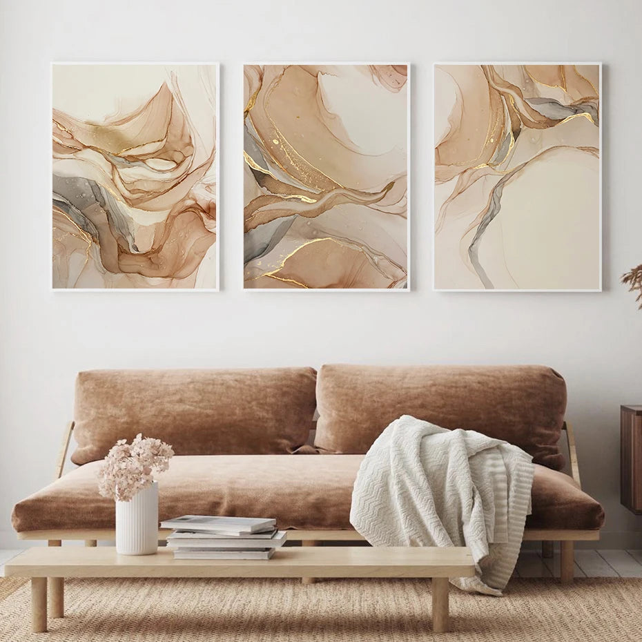 Wall Art - Canvas Beige Mural - Bedroom Decor