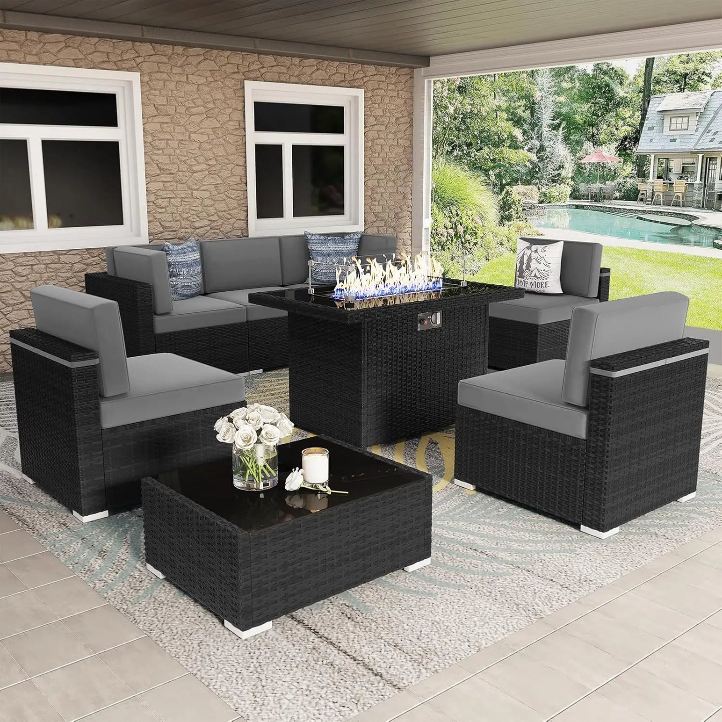 Patio Furniture Set - Firepit Table - Patio & Garden Collection