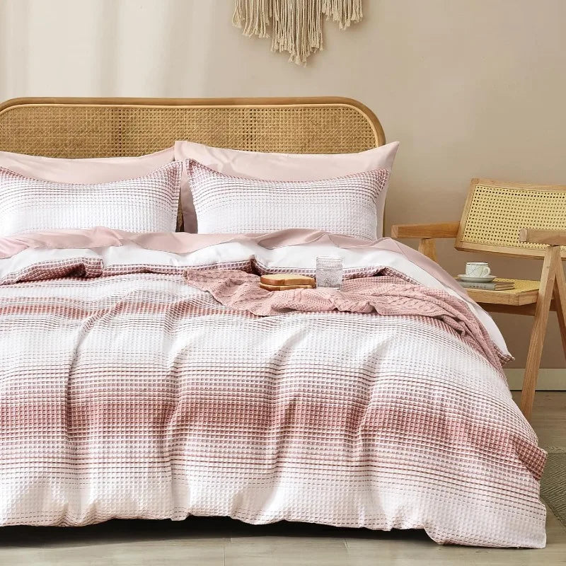 Duvet Cover set *3Pcs - Boho 3D Waffle Weave - King, Queen - Bedroom Collection