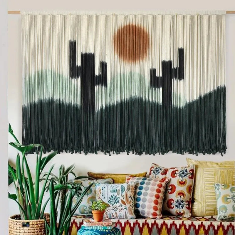Macrame' Tapestry Wall Hanging - 57"x35" Cactus - Entryway Collection