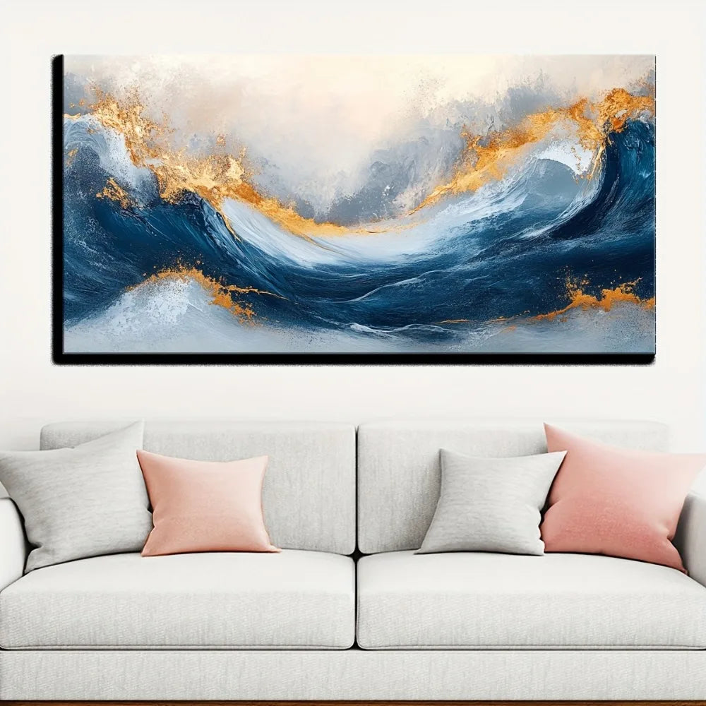 Wall Art - Canvas - Gallery Frame - Blue Ocean Waves - Entryway Collection