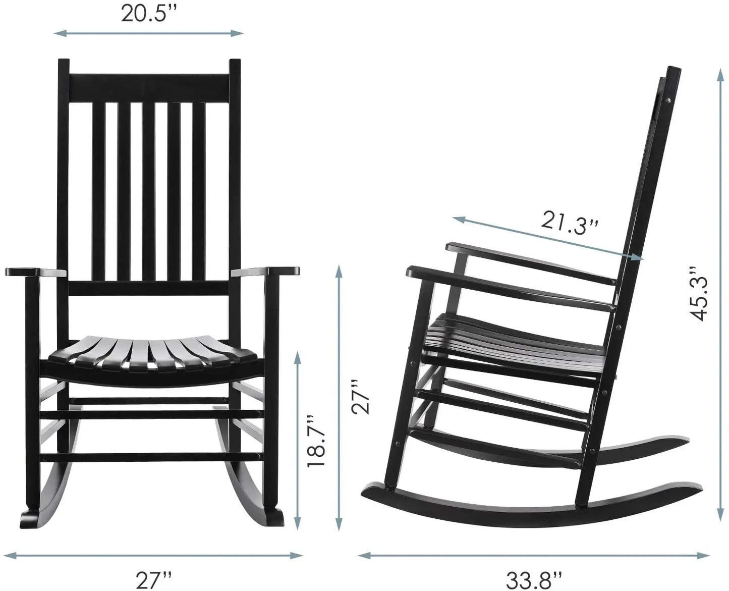 Front Porch Rocking Chair - Black - Patio & Garden Collection