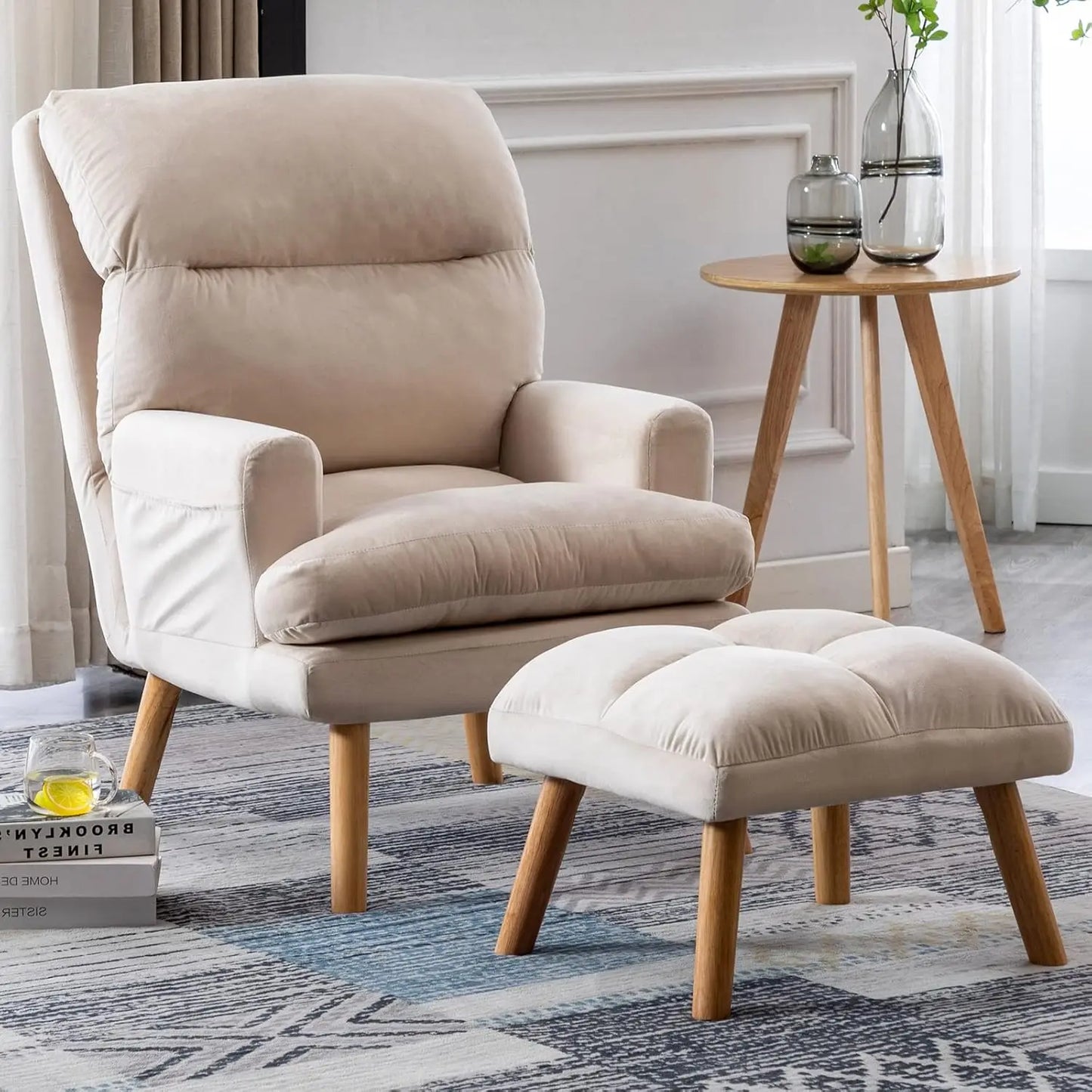 Accent Armchair & Ottoman - Leisure Chair - Adjustable Backrest - Bedroom Collection