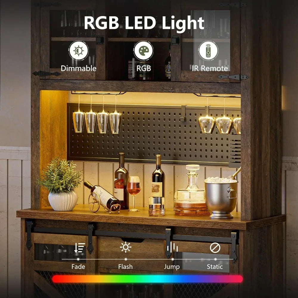 Kitchen Buffet Cabinet - Diningroom Hutch - Power Outlets - USB Ports - LED Light