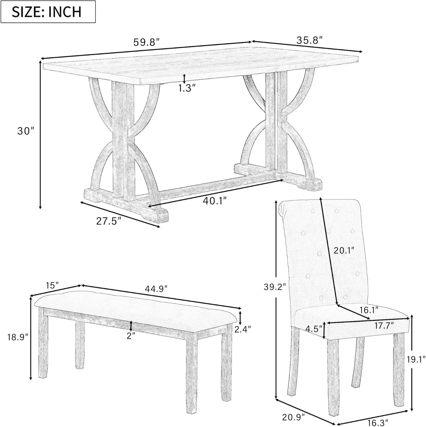 Diningroom Table *6Pcs - Upholstered Seating - Wood - Diningroom Collection