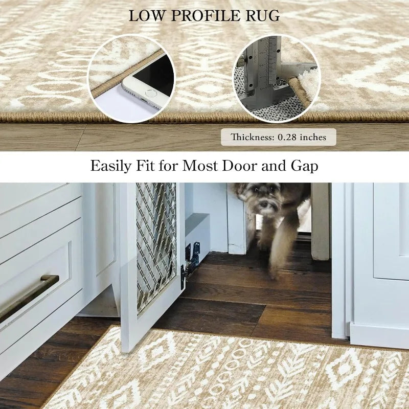 Rug Runner - 2'x4' Low Pile - Machine Wash - Non-slip - Entryway Collection