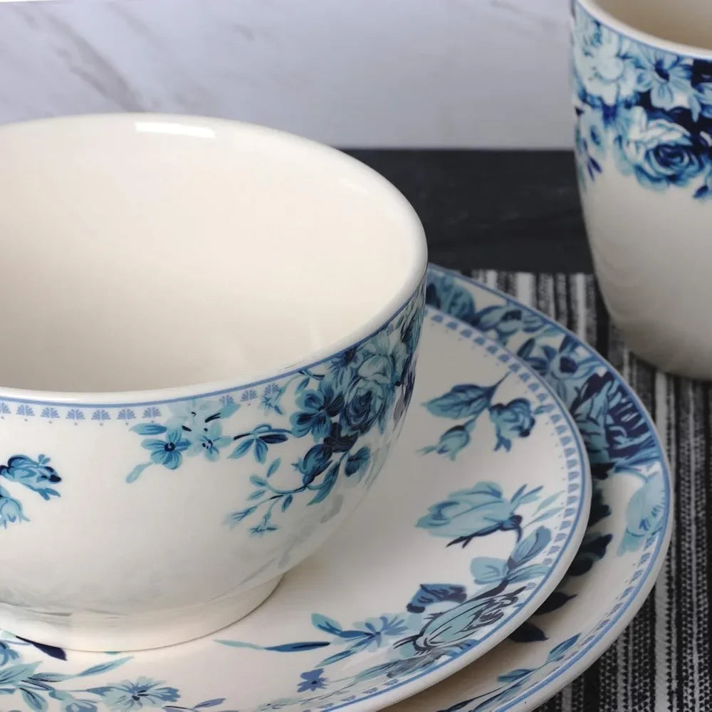 Dinnerware Set *16Pcs - Traditional Blue & White Service for 4 - Diningroom Collection
