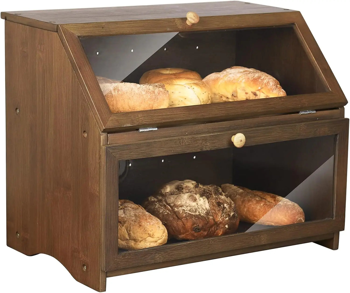 Bread Box - 2 Tiers - Bamboo - Kitchen Collection