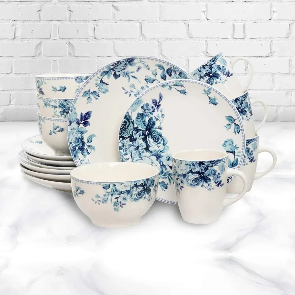 Dinnerware Set *16Pcs - Traditional Blue & White Service for 4 - Diningroom Collection