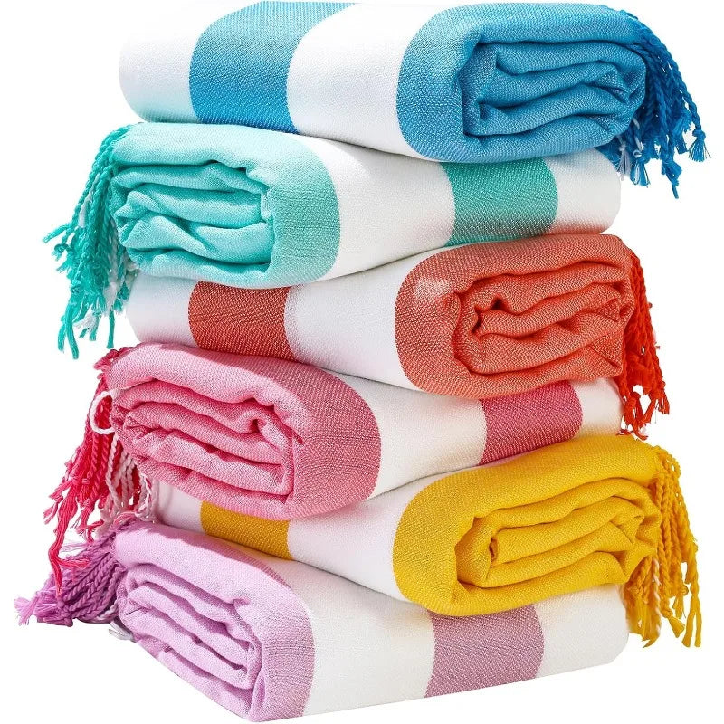 Turkish Cotton Towel Set *6Pcs - Oversized 74"x38" - Sand Free - Bathroom Collection