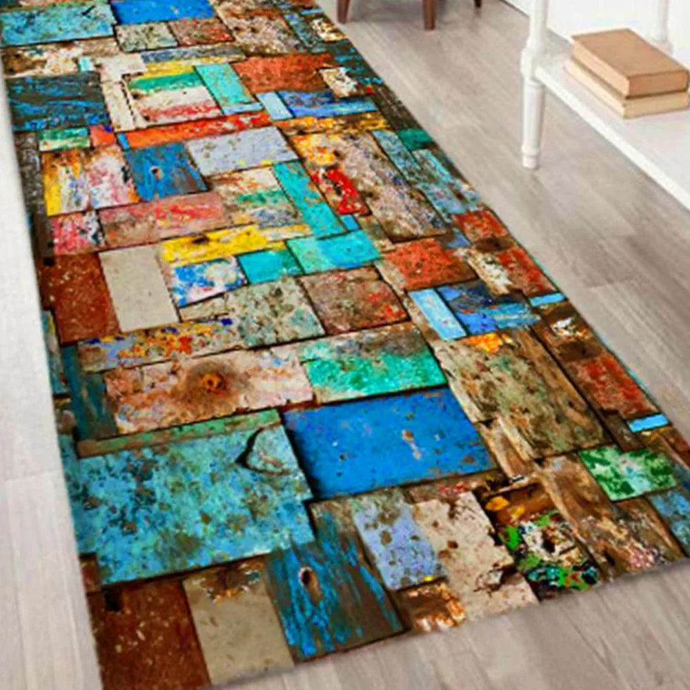 Kitchen Runner - Retro Color Wooden Board Floor Mat - Non-slip - Kitchen Collection