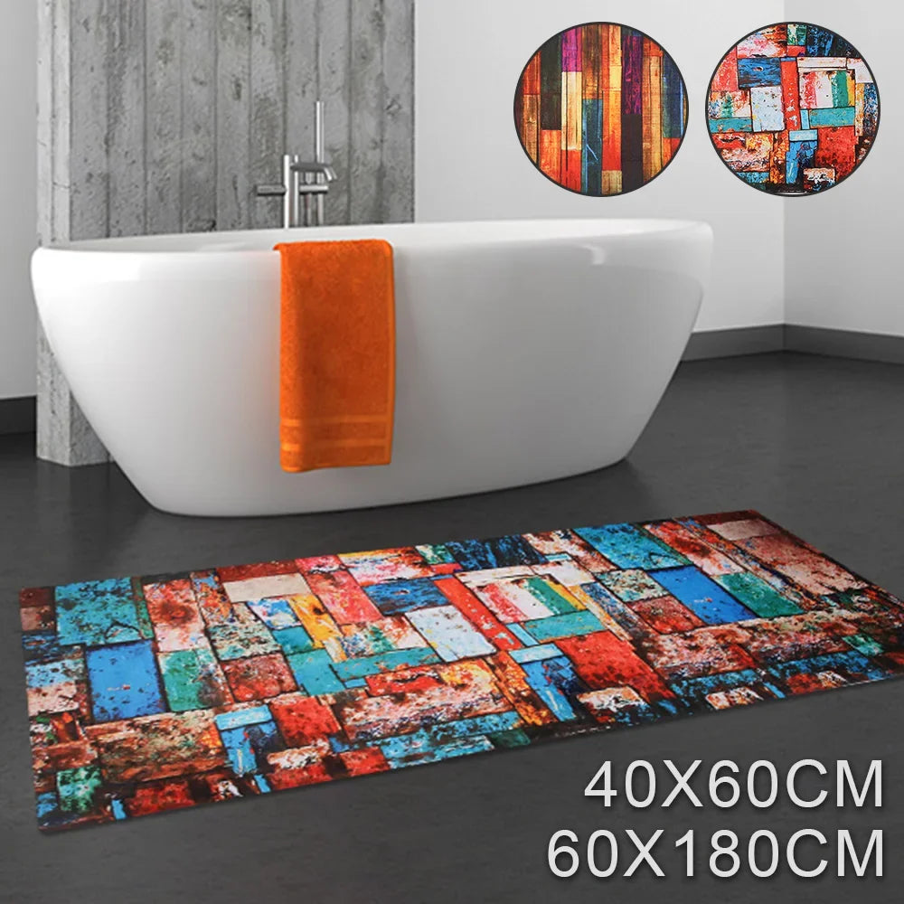 Kitchen Runner - Retro Color Wooden Board Floor Mat - Non-slip - Kitchen Collection