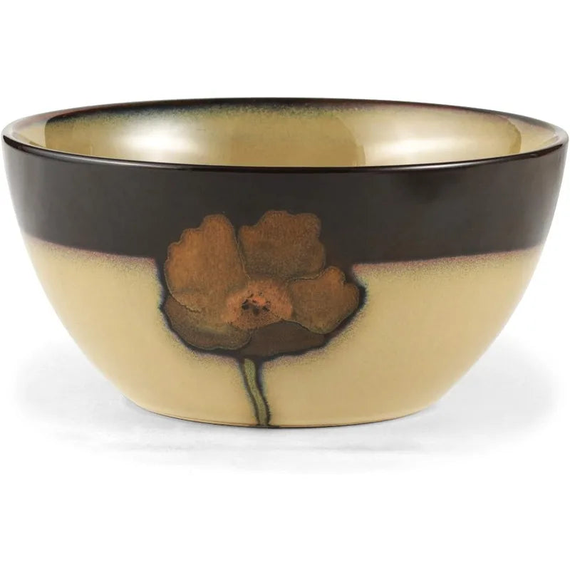 Dinnerware Set *16 Pcs - Stoneware Service for 4 - Painted Poppies - Diningroom Collection