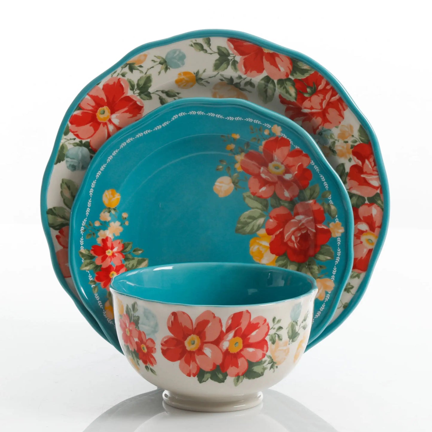 Dinnerware Set *12Pcs - The Pioneer Woman - Teal - Kitchen Collection