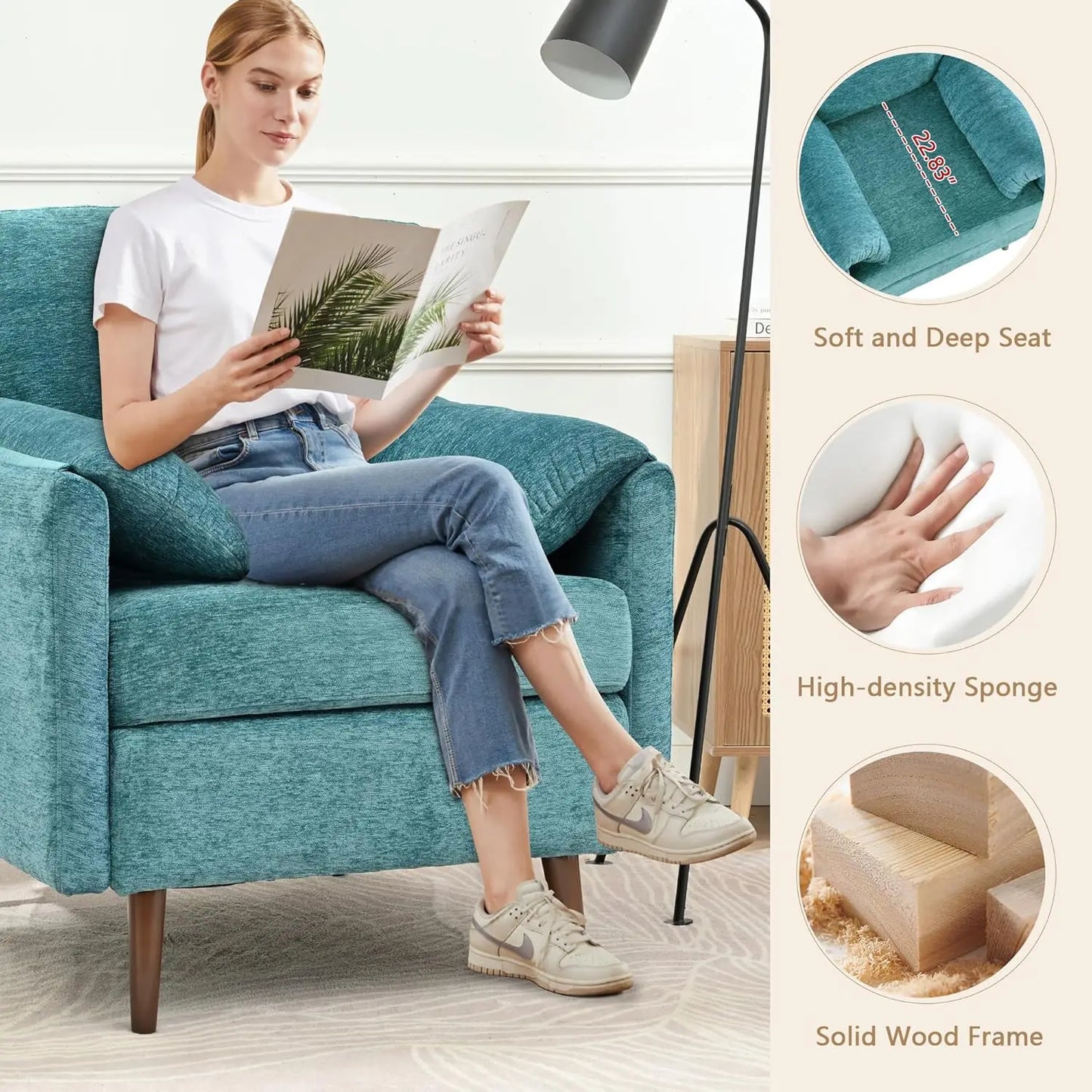 Accent Chair - Oversized Armchair - Chenille Fabric - Bedroom Collection