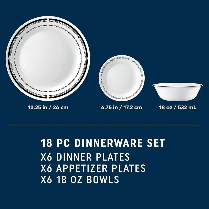 Dinnerware 18-Pcs - Service For 6 - Correlle Vitrelle - Diningroom Collection