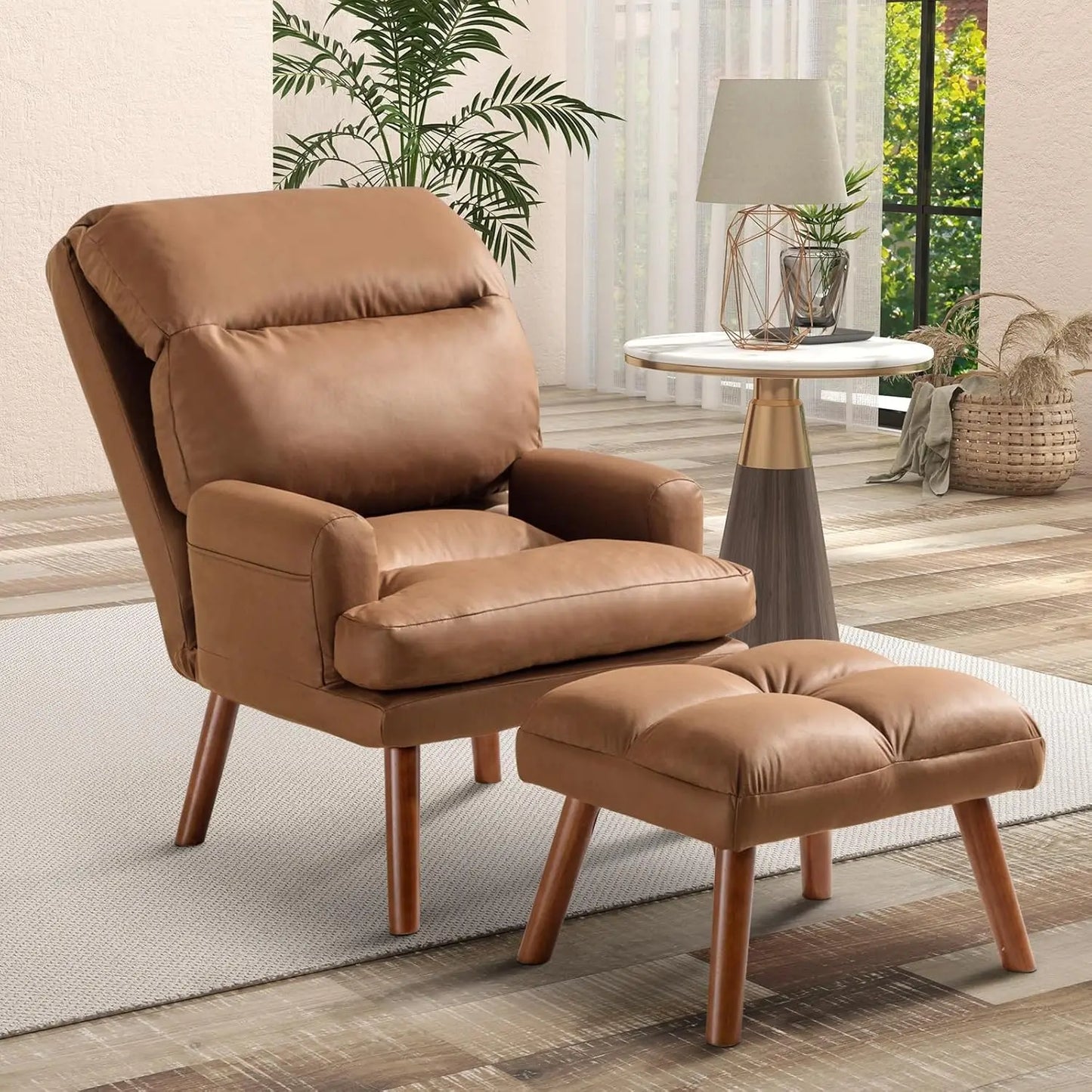 Accent Armchair & Ottoman - Leisure Chair - Adjustable Backrest - Bedroom Collection