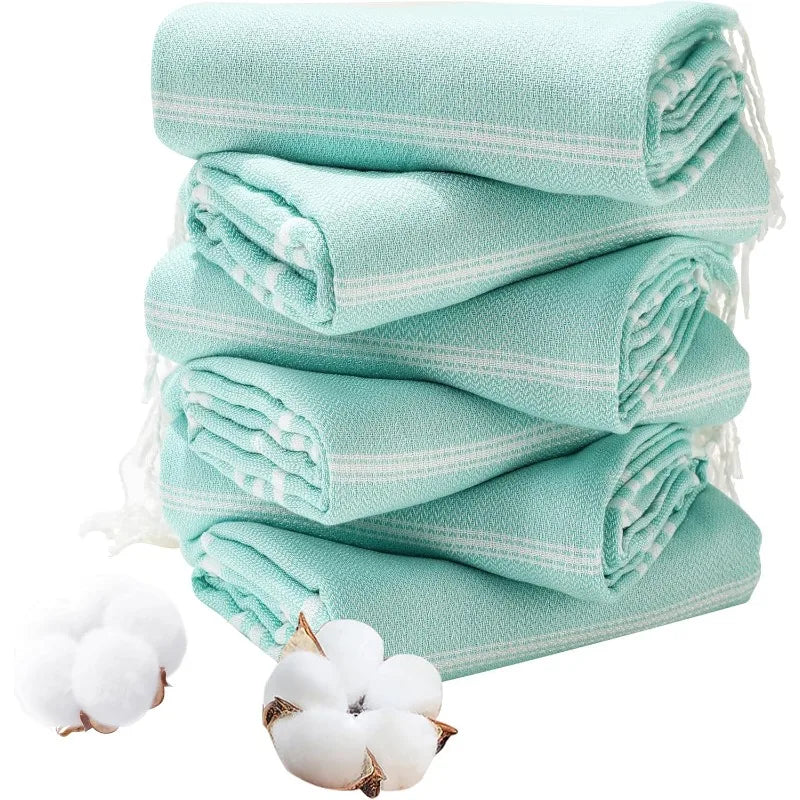 Turkish Cotton Towel Set *6Pcs - Oversized 74"x38" - Sand Free - Bathroom Collection