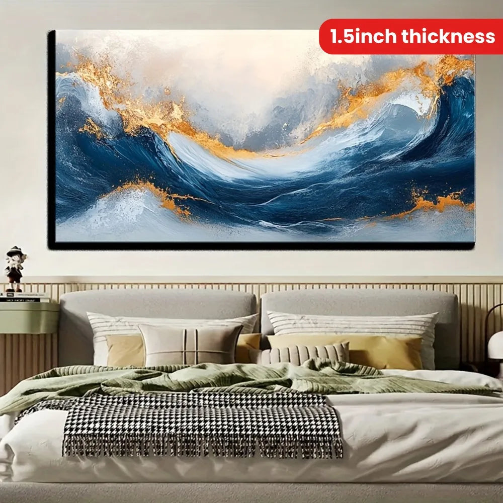 Wall Art - Canvas - Gallery Frame - Blue Ocean Waves - Entryway Collection