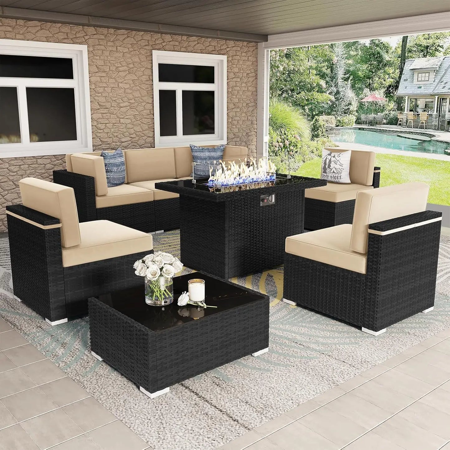 Patio Furniture Set - Firepit Table - Patio & Garden Collection