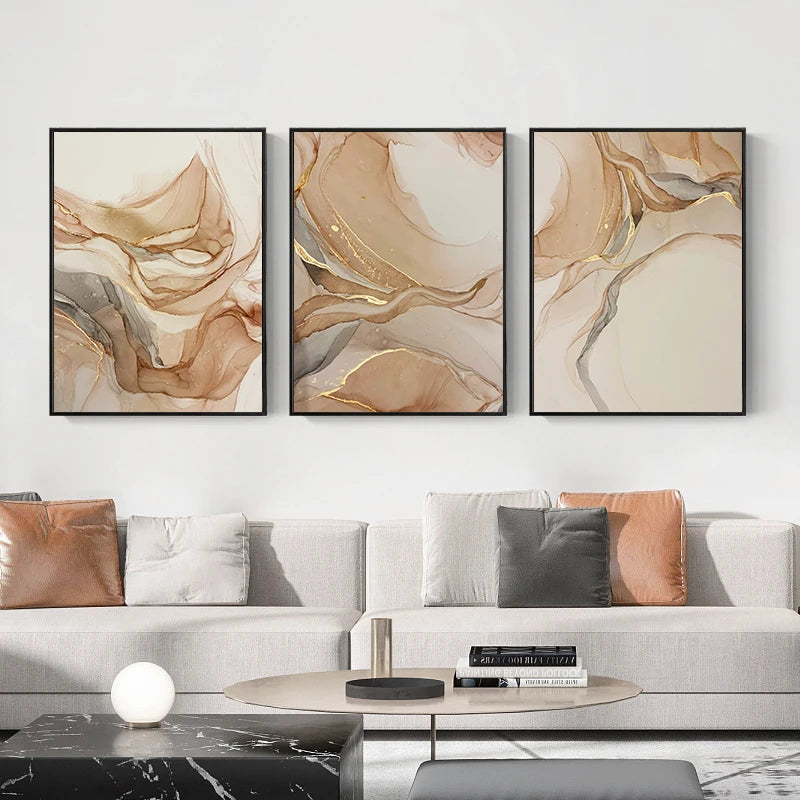 Wall Art - Canvas Beige Mural - Bedroom Decor