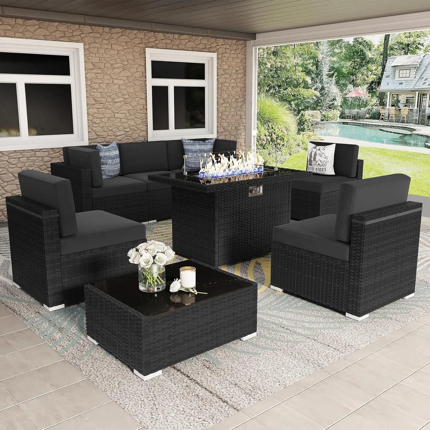 Patio Furniture Set - Firepit Table - Patio & Garden Collection