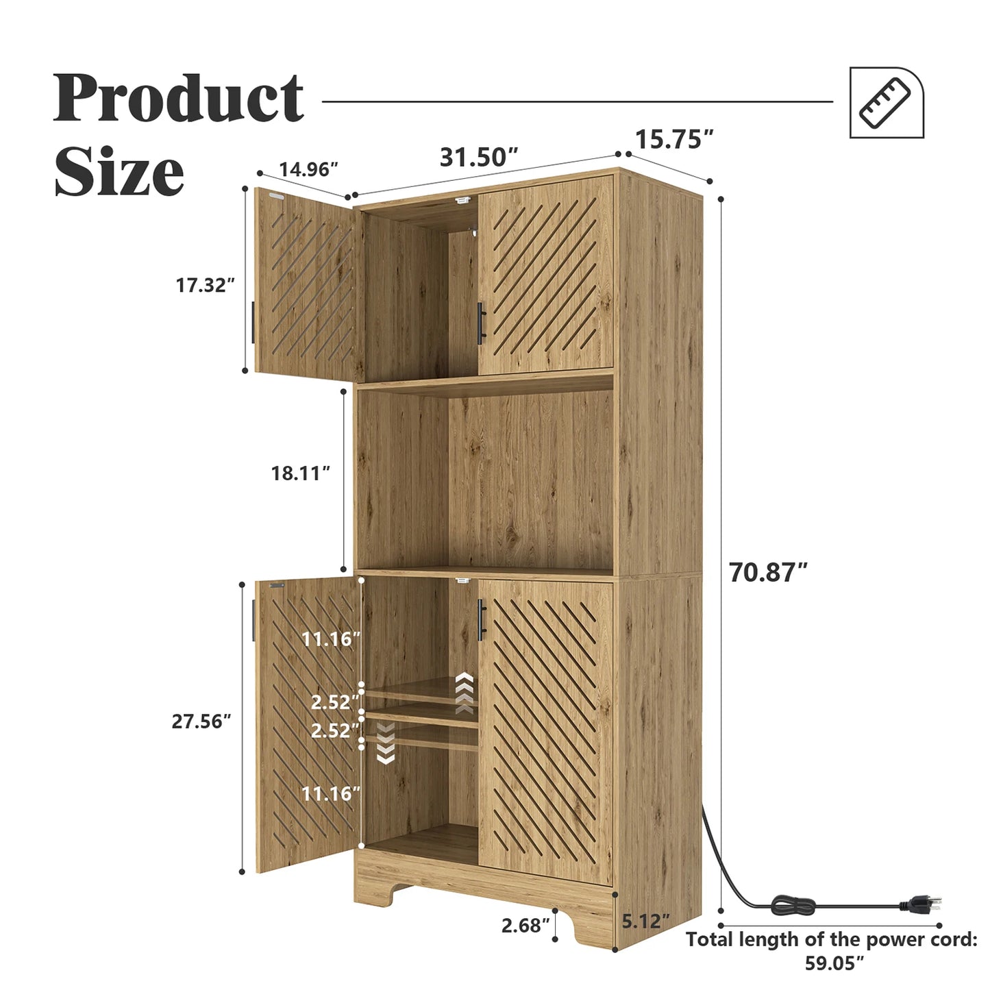 Buffet Hutch Kitchen Cabinet - Freestanding - Anti-Tipping Feature - Diningroom Collection