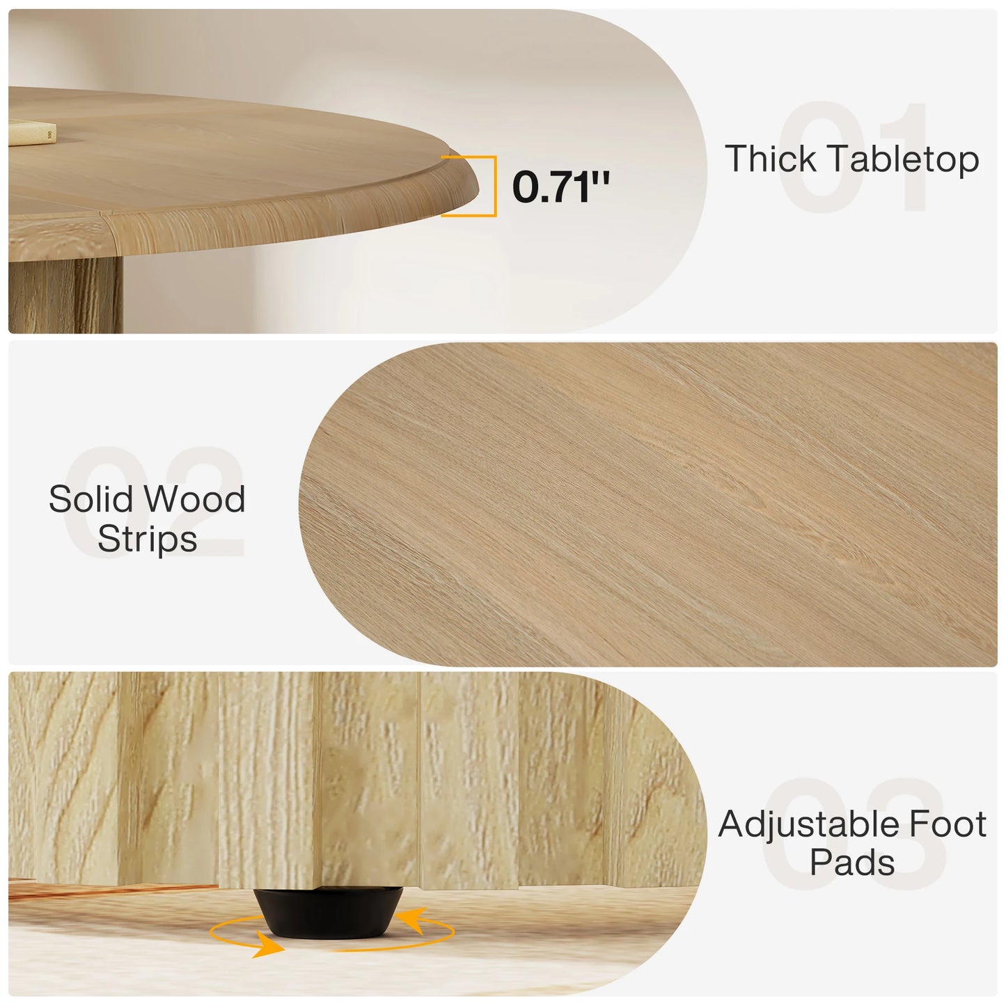 Dining Table - Tribesigns Brand - Round Farmhouse Table - Diningroom Collection