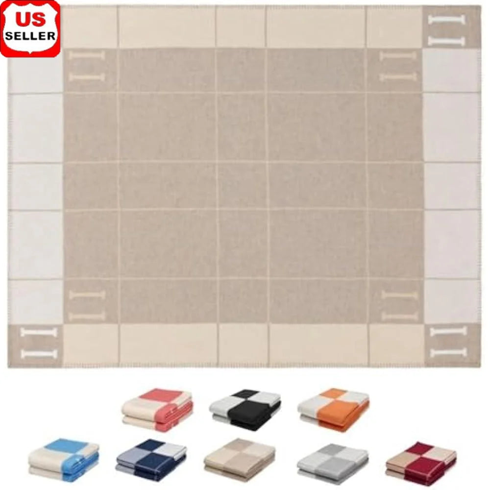 H Blanket Cashmere Blends - Khaki - Plaid Throw - Livingroom Collection
