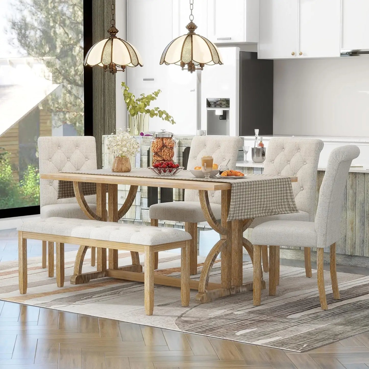 Diningroom Table *6Pcs - Upholstered Seating - Wood - Diningroom Collection