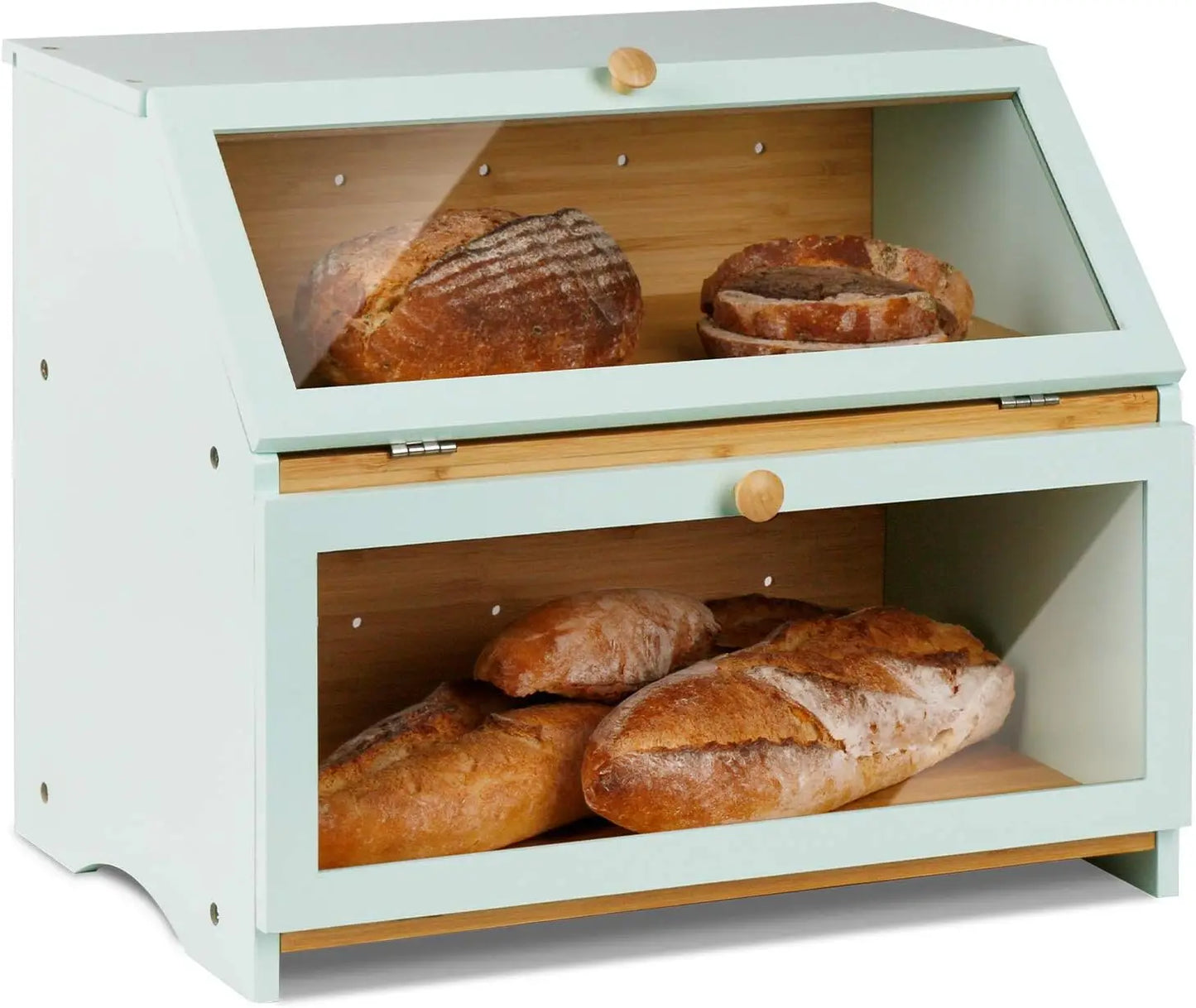 Bread Box - 2 Tiers - Bamboo - Kitchen Collection