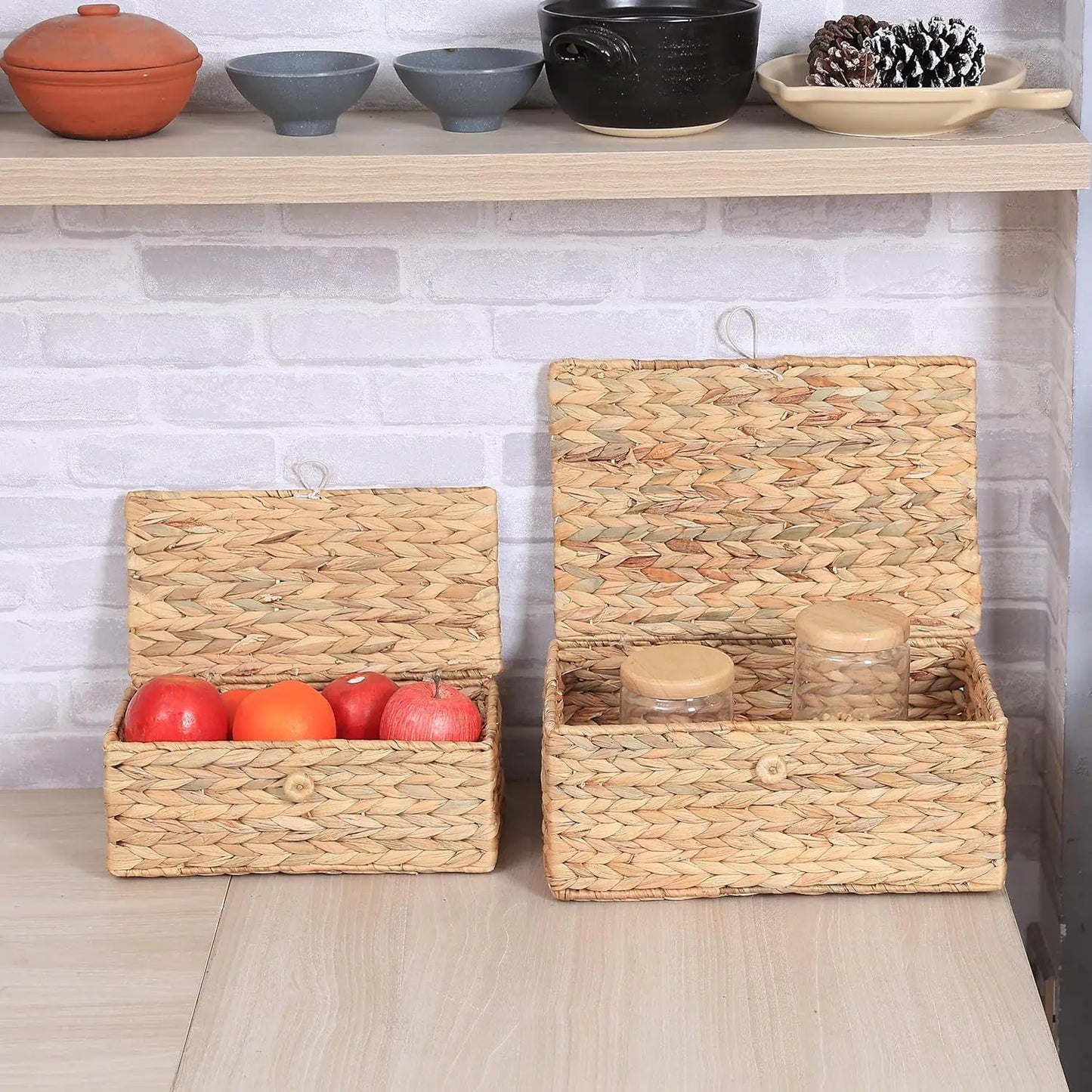 Wicker Storage Basket Set *2Pcs - Rattan - Diningroom Collection