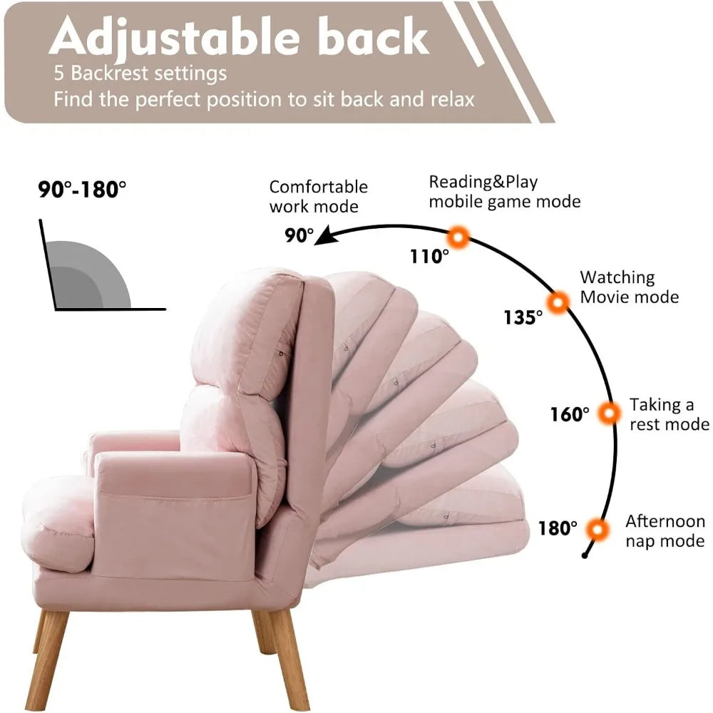 Accent Armchair & Ottoman - Leisure Chair - Adjustable Backrest - Bedroom Collection