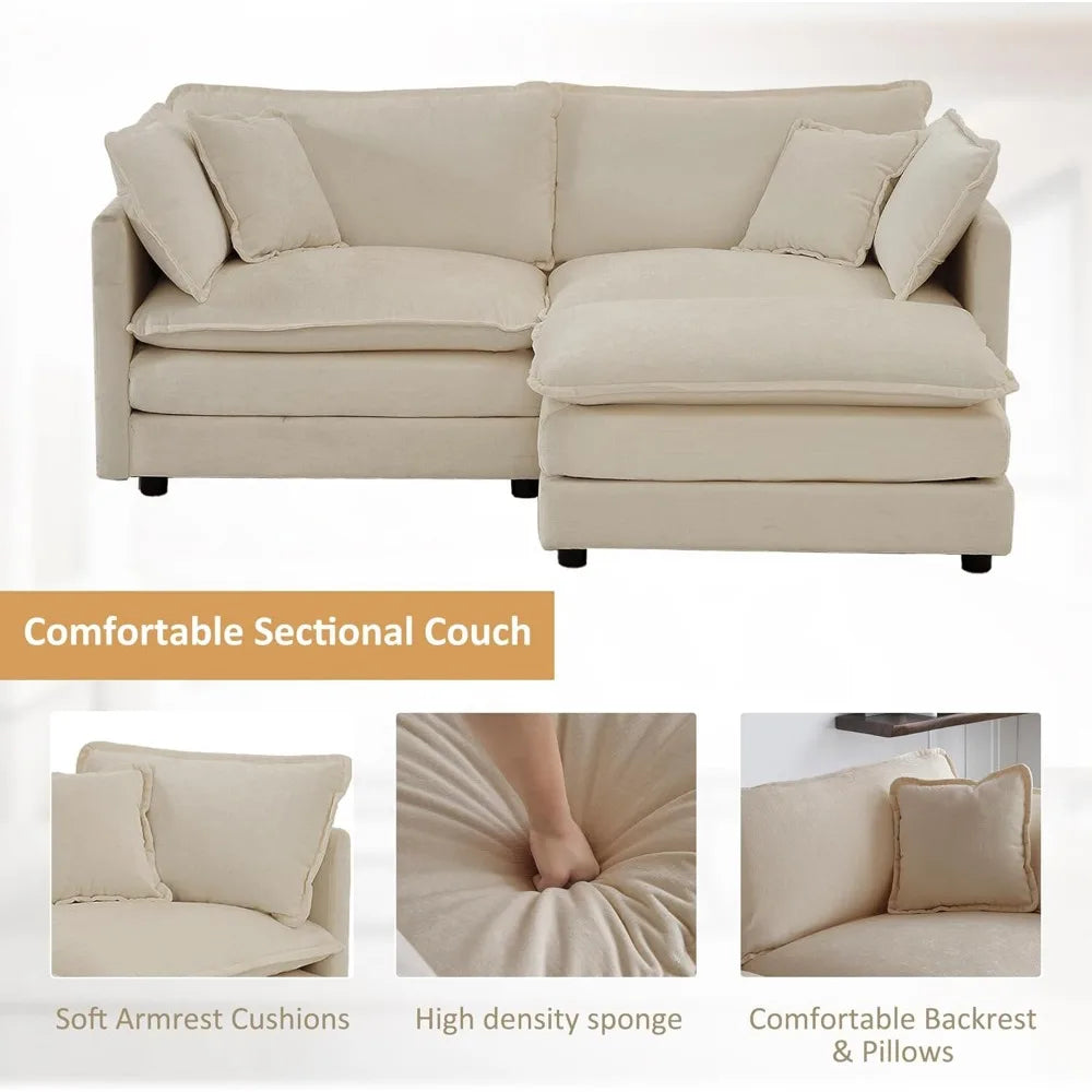 Sofa Loveseat & Ottoman - Deep Seats - Chenille Upholstery - Livingroom Collection