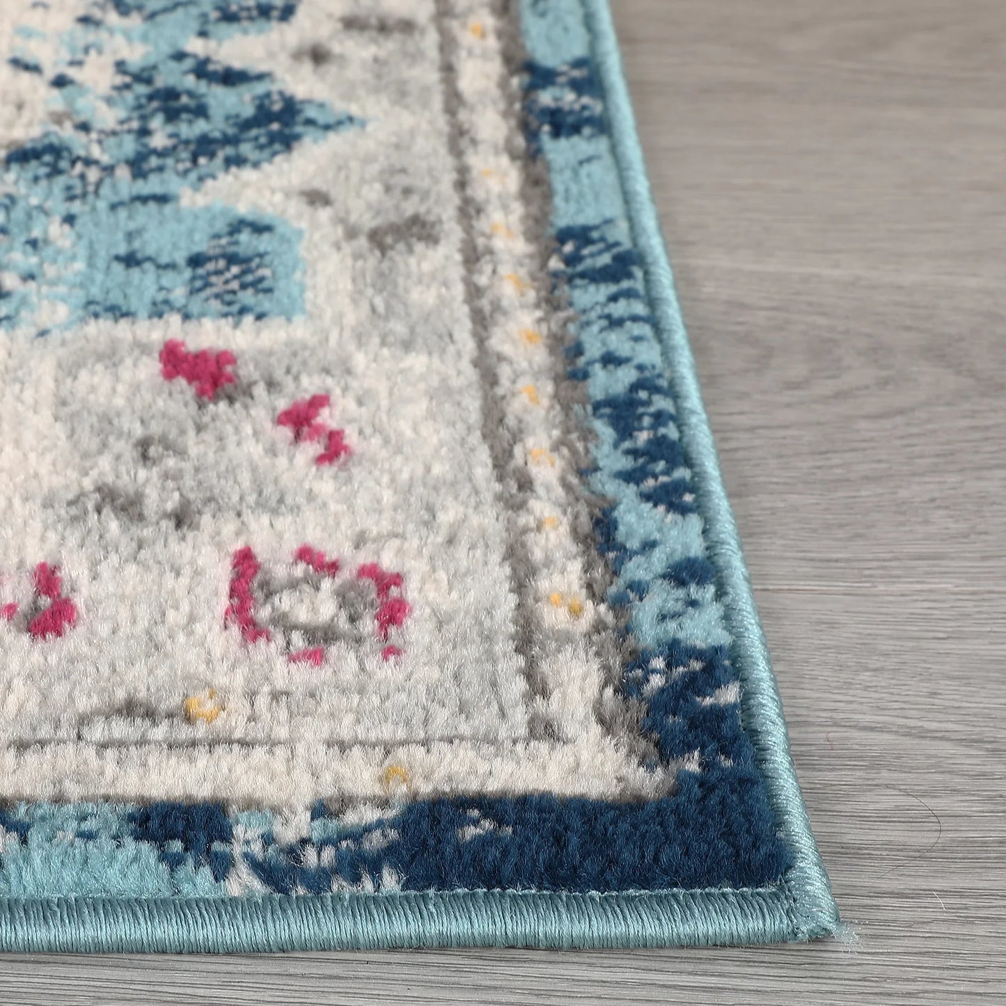 Rug Runner 2'x7' - Non-slip - Retro Blue Distressed - Kitchen Collection