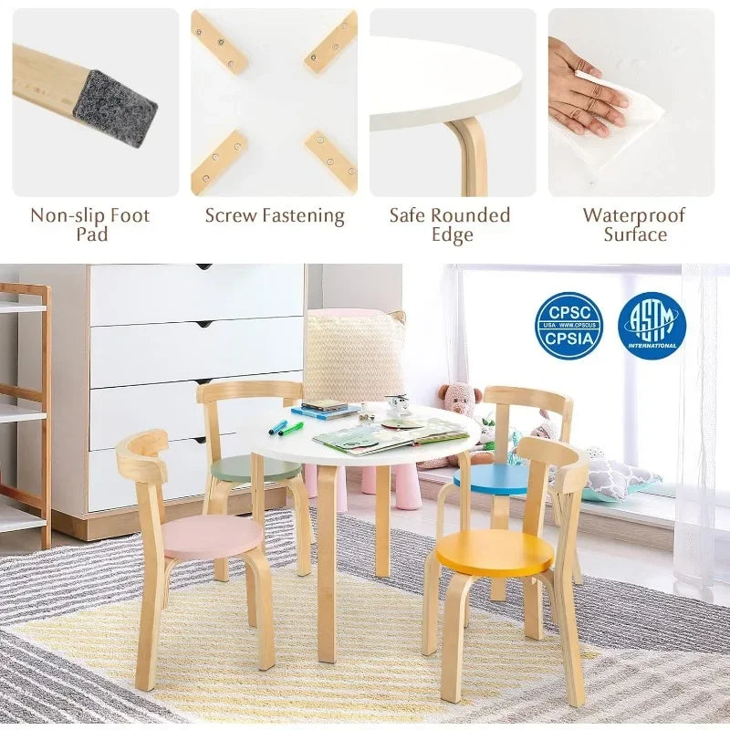 Table & Chair Set *5Pcs - Wooden Activity Table - Children's Room Collection