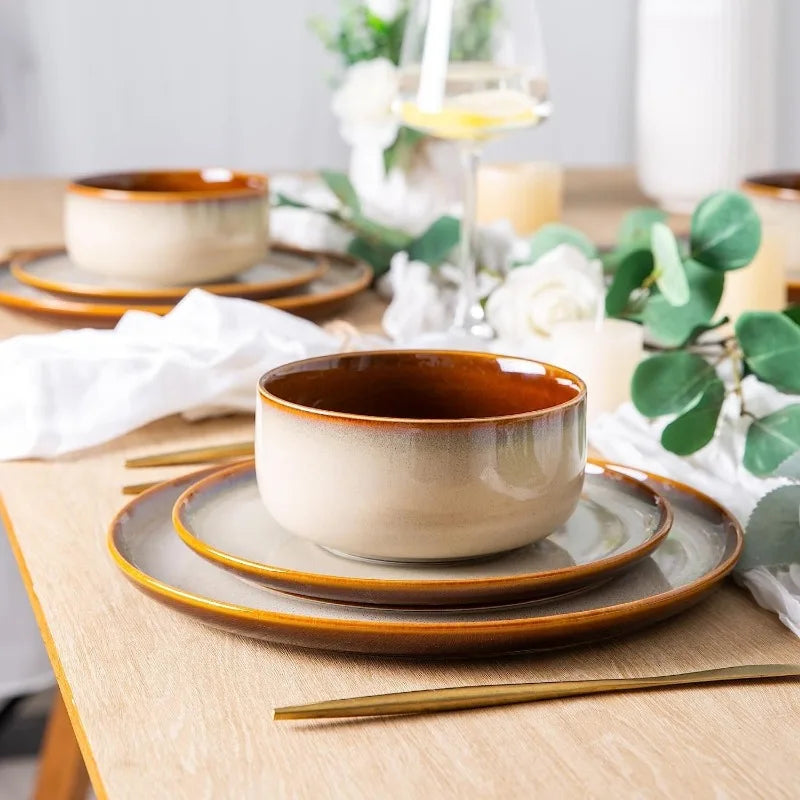 Dinnerware Set *12Pcs - Service for 4 - Handmade Reactive Glaze - Diningroom Collection