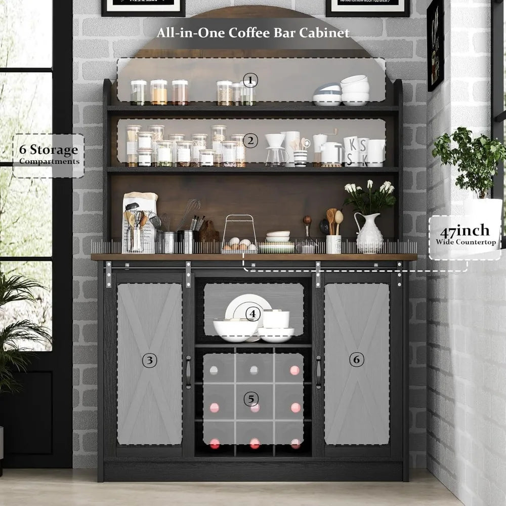 Arched Buffet Hutch - Coffee Bar - Wine Rack - Liquor Cabinet - Diningroom Collection