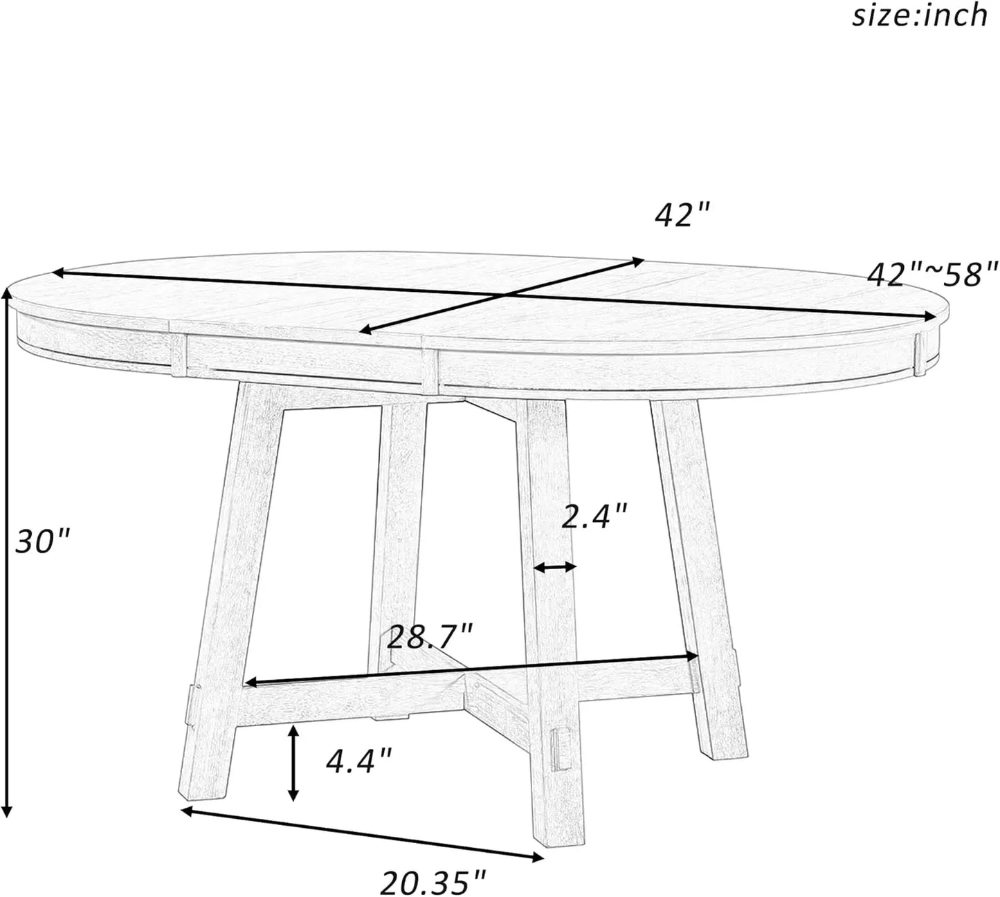 Round Farmhouse Diningroom Table - Natural Wood - 16" Extension Leaf - Diningroom Collection