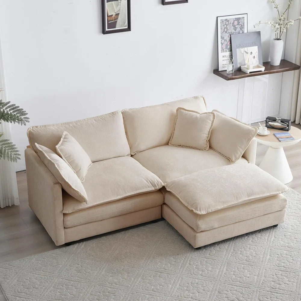 Sofa Loveseat & Ottoman - Deep Seats - Chenille Upholstery - Livingroom Collection