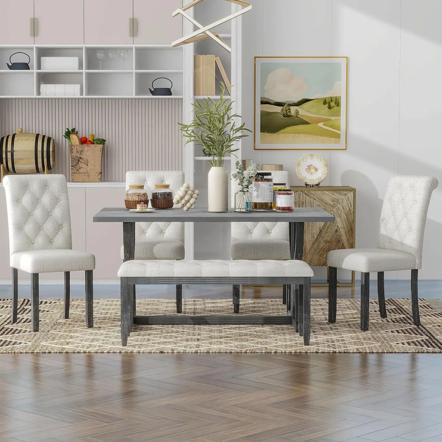 Diningroom Table *6Pcs - Upholstered Seating - Wood - Diningroom Collection