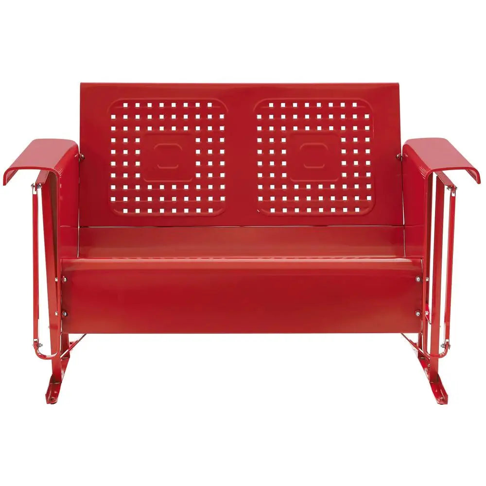 Metal Glider - Retro Throwback - Red Outdoor Loveseat - Patio & Garden Collection