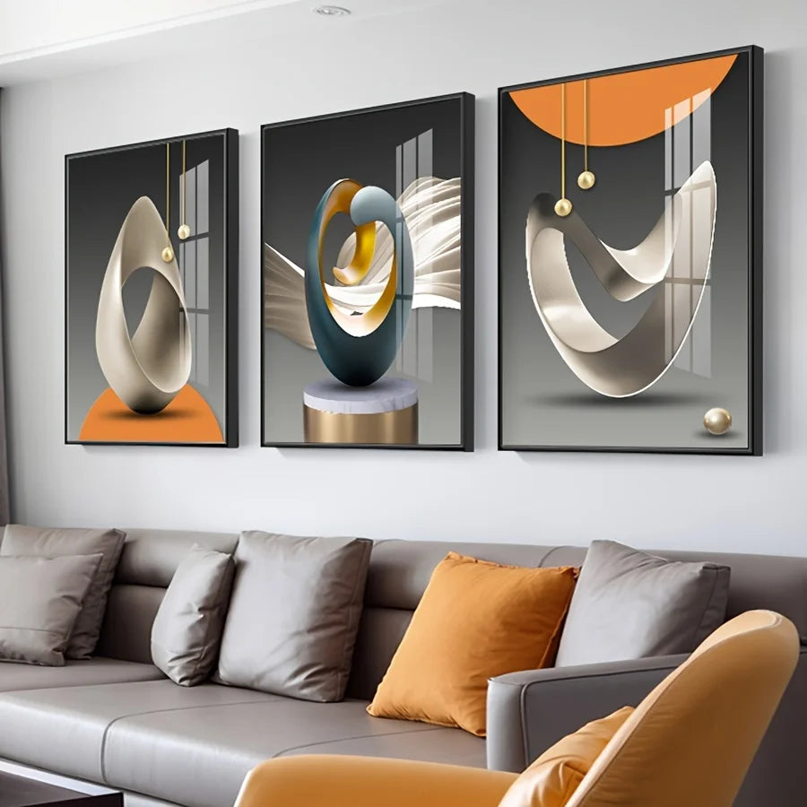 Canvas Prints - 3pc Mural - Geometric Shapes - Livingroom Collection