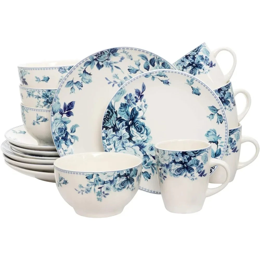 Dinnerware Set *16Pcs - Traditional Blue & White Service for 4 - Diningroom Collection