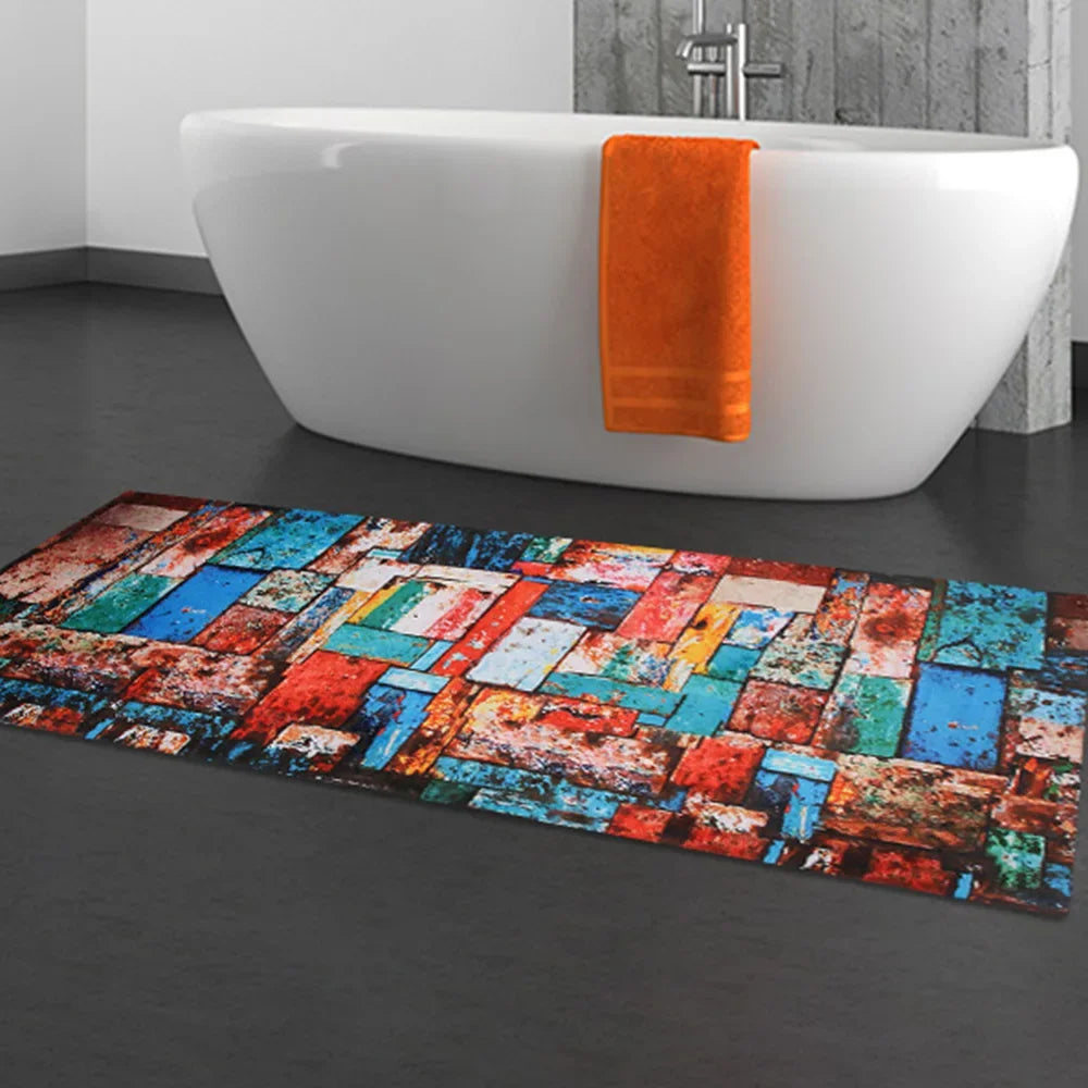 Kitchen Runner - Retro Color Wooden Board Floor Mat - Non-slip - Kitchen Collection