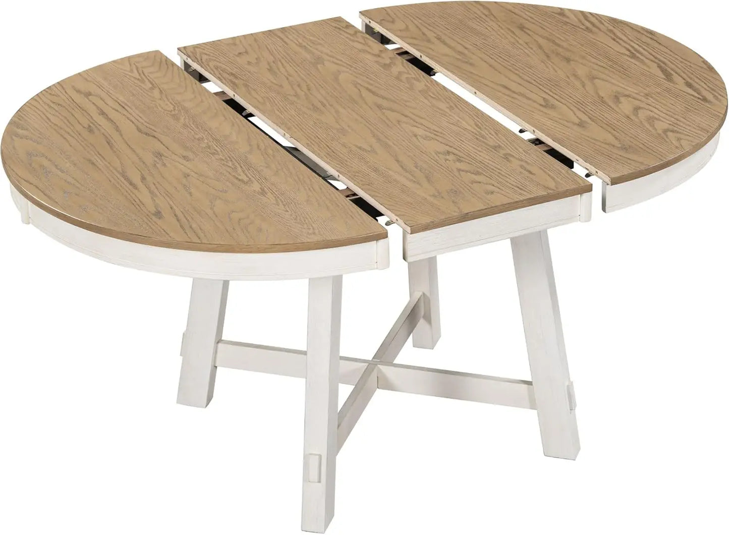 Round Farmhouse Diningroom Table - Natural Wood - 16" Extension Leaf - Diningroom Collection