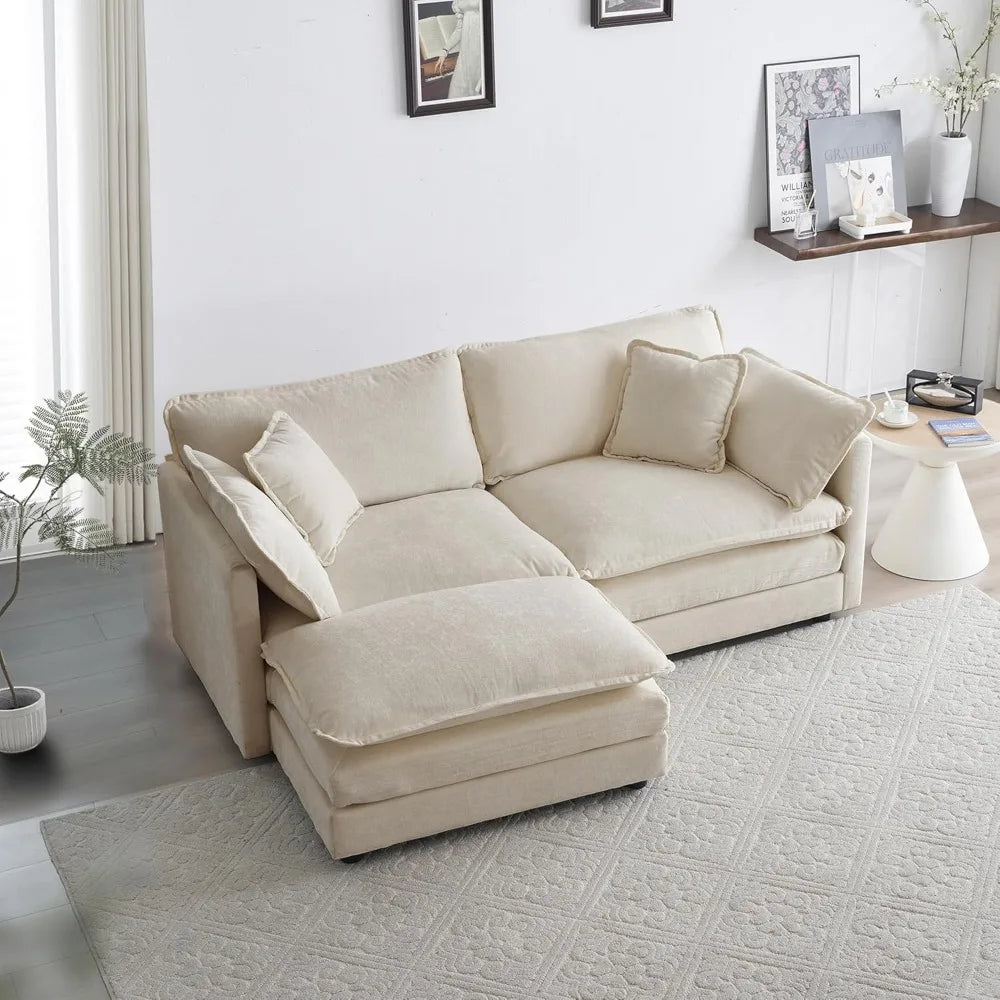 Sofa Loveseat & Ottoman - Deep Seats - Chenille Upholstery - Livingroom Collection
