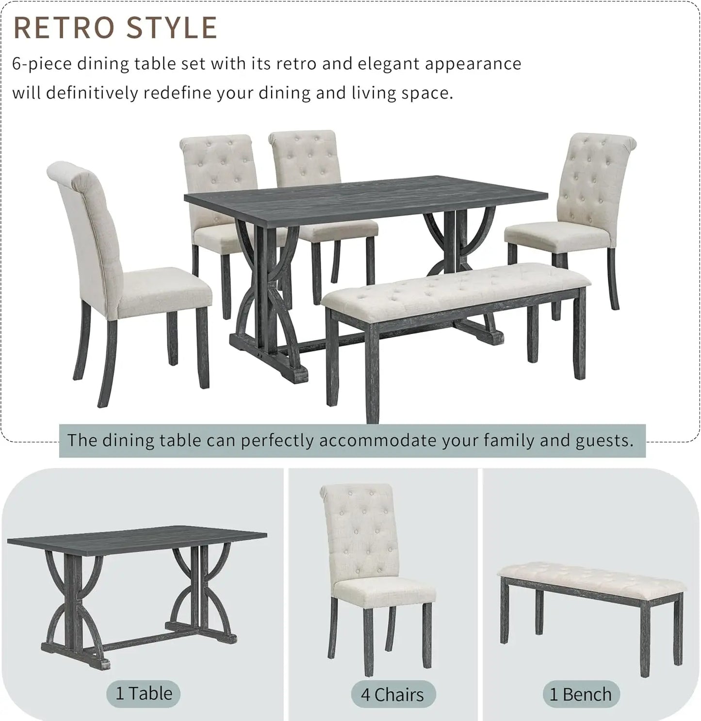 Diningroom Table *6Pcs - Upholstered Seating - Wood - Diningroom Collection
