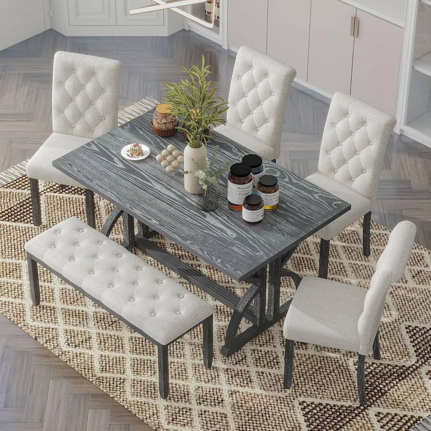 Diningroom Table *6Pcs - Upholstered Seating - Wood - Diningroom Collection