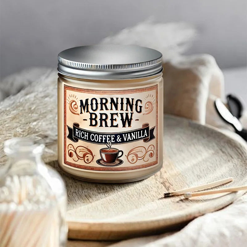 Candles - Scented - Morning Brew Rich Coffee & Vanilla - Hand Poured - Soy Wax - Home Office Collection